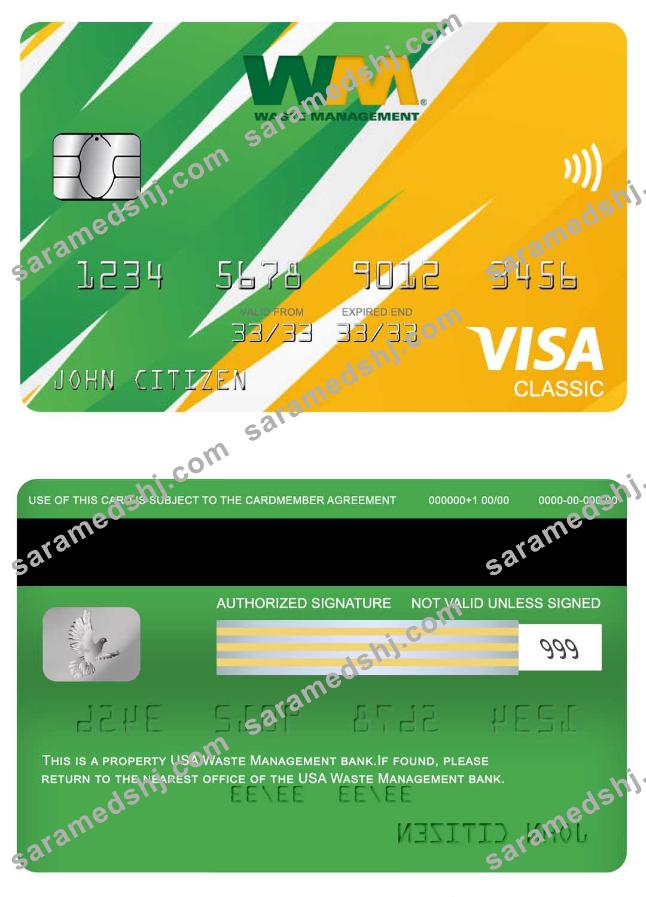 USA Waste Management bank visa classic card